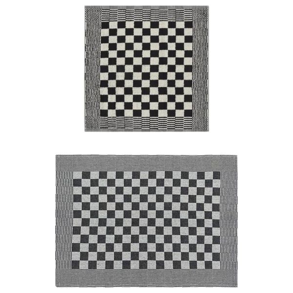 vidaXL dvieļu komplekts, 20 gab., melni un balti, kokvilna