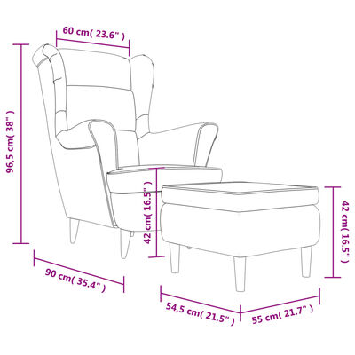 vidaXL atpūtas krēsls ar kāju soliņu, krēmkrāsas samts