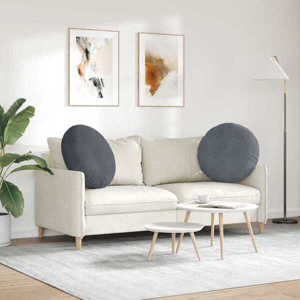 vidaXL Sēdvietas spilventiņi 2 pcs Tum&scaron;i pelēks &Oslash; 40 x 13 cm Samts