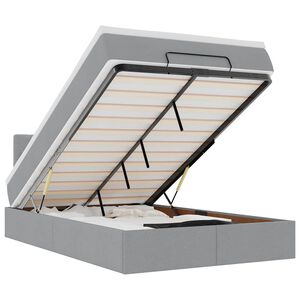 vidaXL Osmaņu gultas rāmis ar matrača gai&scaron;i pelēks 120x190 cm audums