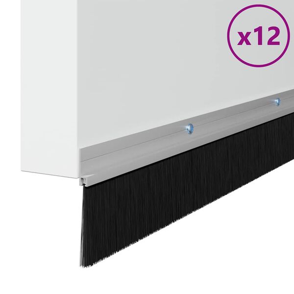 vidaXL Skrūvējami durvju birstes blīvējumi 12 pcs Sudraba 100 cm