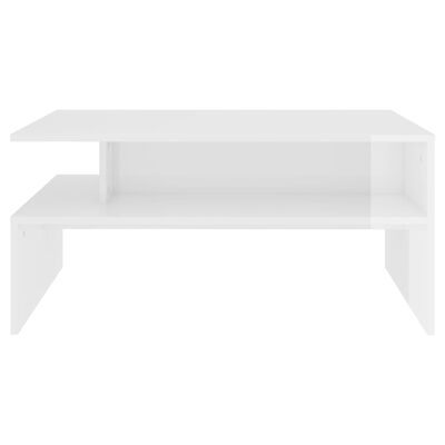 vidaXL kafijas galdiņš, 90x60x42,5 cm, spīdīgi balts, skaidu plāksne
