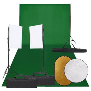 vidaXL fotostudijas komplekts &ndash; gaismas, fons, reflektors
