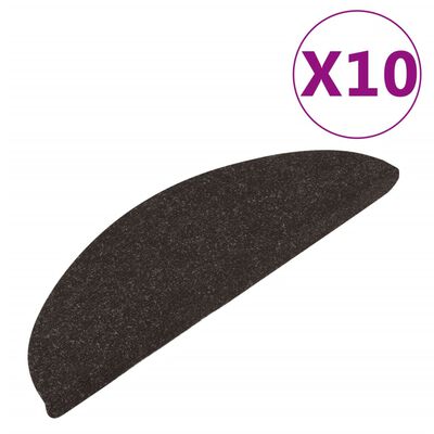 vidaXL kāpņu paklāji, 10 gab., pašlīmējoši, 56x17x3 cm, melni