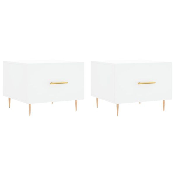 vidaXL kafijas galdiņi, 2 gab., balti, 50x50x40 cm, inženierijas koks