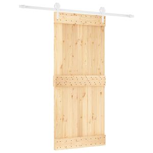 vidaXL Slīdo&scaron;ās durvis 90 x 210 cm Cieta priedes koks (neapstrādāts)