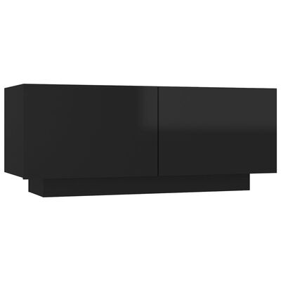 vidaXL TV skapītis, 100x35x40 cm, spīdīgi melns, skaidu plāksne