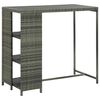 vidaXL bāra galds ar plauktiem, 120x60x110 cm, pelēka PE rotangpalma