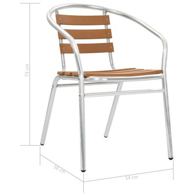 vidaXL dārza krēsli, 2 gab., alumīnijs un WPC, saliekami viens uz otra
