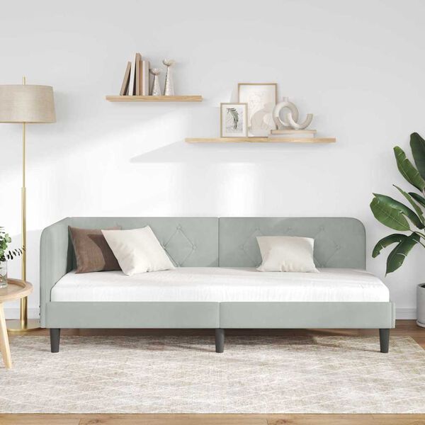 vidaXL Stūra gultas rāmis Gaiši pelēks 80 x 200 cm Samts