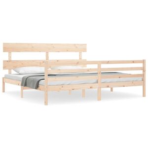 vidaXL gultas rāmis ar galvgali, Super King Size, masīvkoks