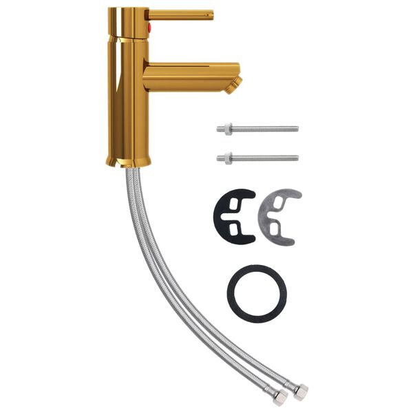 vidaXL vannasistabas izlietnes jaucējkrāns, zelta krāsā, 130x176 mm