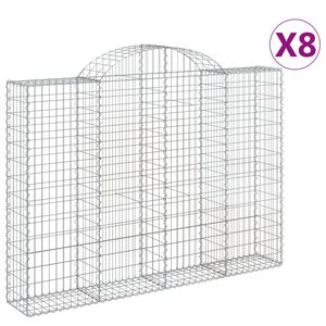 vidaXL arkveida gabiona grozi, 8 gb., 200x30x140/160cm, cinkota dzelzs