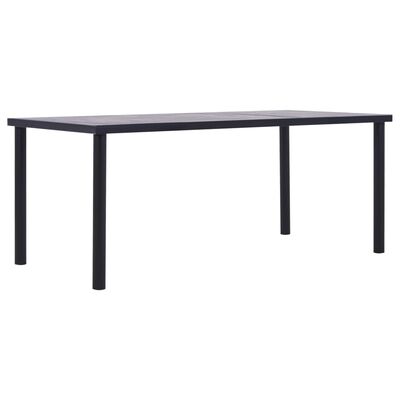 vidaXL virtuves galds, melns un betona pelēks, 200x100x75 cm, MDF