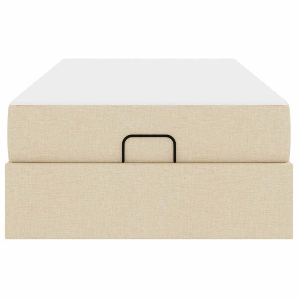 vidaXL Gultas rāmis ar matraci ar matraci 2 pcs Krēmkrāsa audums