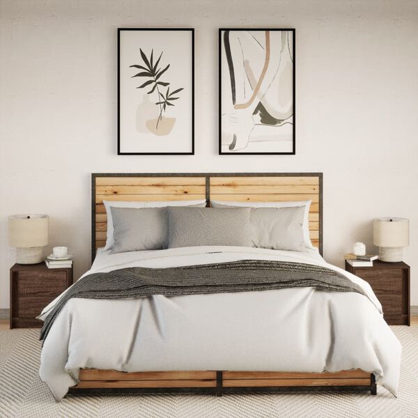 vidaXL naktsskapī&scaron;i ar LED, 2 gab., ozolkoka krāsā, inženierijas koks