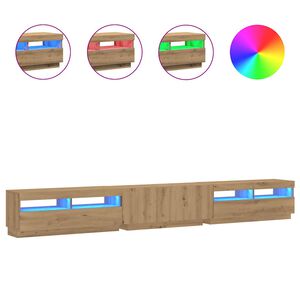 vidaXL TV skapītis ar LED lampiņām, 300x35x40 cm, inženierijas koks