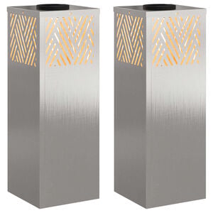 vidaXL Saules LED ceļa gaisma 2 pcs Sudraba Nerūsējo&scaron;s tērauds