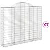 vidaXL arkveida gabiona grozi, 7 gb., 200x30x160/180cm, cinkota dzelzs