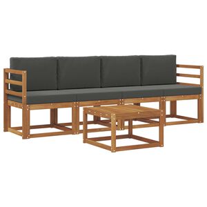 vidaXL Āra dīvānu komplekts ar spilvenu 5 pcs Dabisks un antracīts