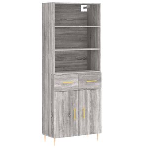 vidaXL augstais skapis, pelēks, 69,5x34x180 cm, inženierijas koks