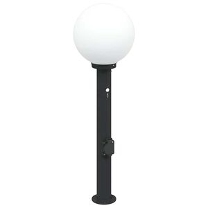 vidaXL stabveida gaismeklis ar sensoru un kontaktligzdu, 80 cm, melns, IP44