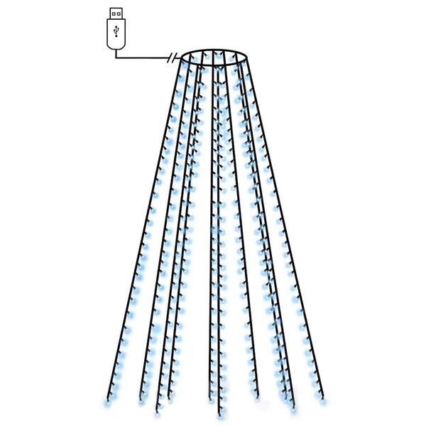 vidaXL Ziemassvētku lampiņas, 250 zilas LED, 250 cm