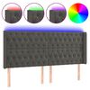 vidaXL gultas galvgalis ar LED, 183x16x118/128 cm, tum&scaron;i pelēks samts