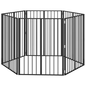 vidaXL Suņu vārti 6 pcs Melns 80 x 100 cm Cinkots tērauds