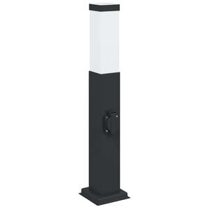 vidaXL stabveida gaismeklis ar kontaktligzdu, 50 cm, melns, IP44