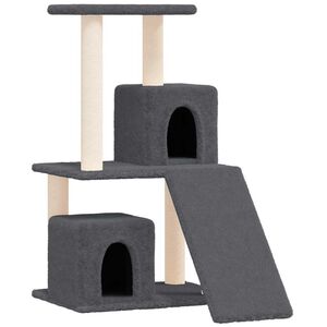 vidaXL kaķu māja ar sizala stabiem nagu asinā&scaron;anai, 82 cm, pelēka