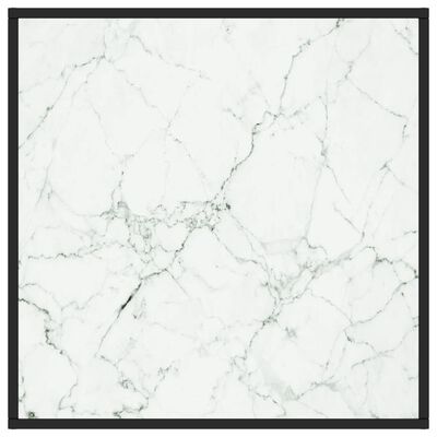 vidaXL kafijas galdiņš, 80x80x35 cm, melnbalts marmora raksts, stikls
