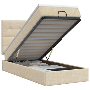 vidaXL Regulējama gulta ar matraci Krēmkrāsa 90 x 190 cm Audums
