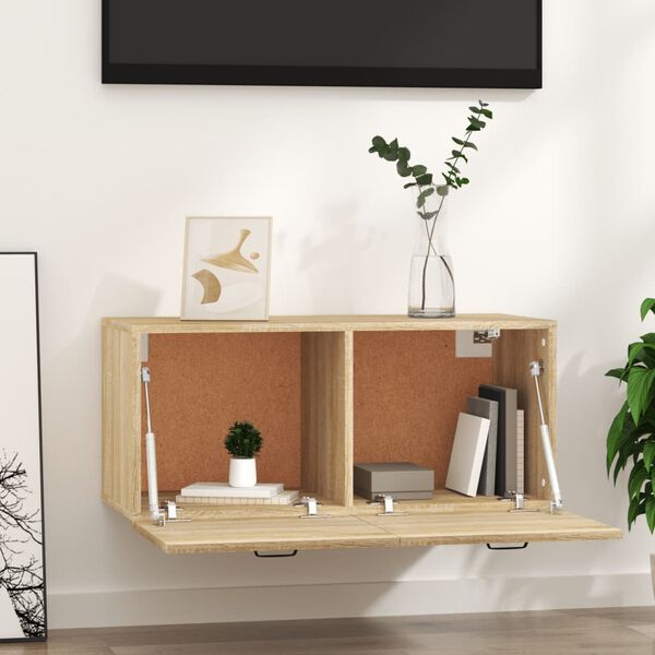 vidaXL sienas skapītis, ozola krāsa, 80x35x36,5 cm, inženierijas koks