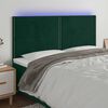 vidaXL gultas galvgalis ar LED, 180x5x118/128 cm, tum&scaron;i zaļ&scaron; samts