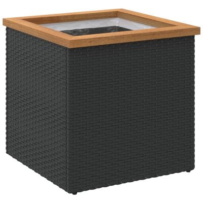 vidaXL puķu kaste, 40x40x40 cm, melna, polietilēna rotangpalma