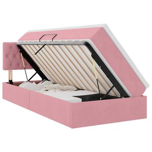vidaXL LED uzglabā&scaron;anas gulta ar matraci Rozā 90 x 190 cm Samts