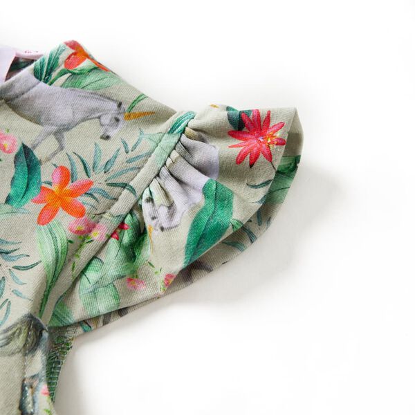 Bērnu kleita ar brīvām piedurknēm, gaiša haki, 128