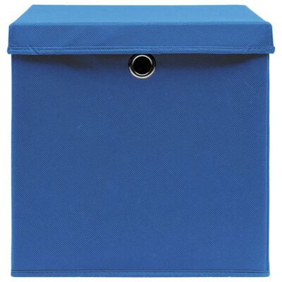 vidaXL uzglabāšanas kastes ar vāku, 4 gab., zilas, 28x28x28 cm