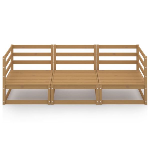 vidaXL trīsvietīgs dārza dīvāns, medus brūns priedes koks