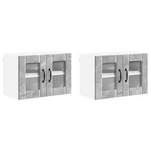 vidaXL Sienas stikla skapis LUCCA 2 pcs Betona pelēks 60 x 31 x 40 cm