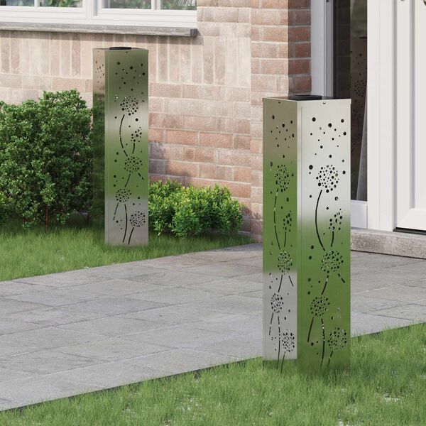 vidaXL Saules LED ceļa gaisma 2 pcs Rūsa Cinkots