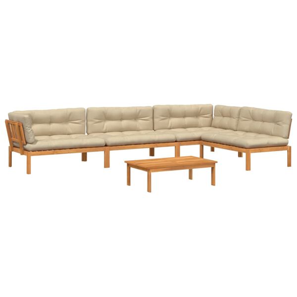 vidaXL 5-daļīgs dārza pale&scaron;u mēbeļu komplekts ar matračiem, akācija