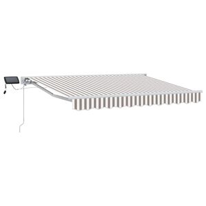 vidaXL Manuāls nojumes rāmis ar LED Gai&scaron;i pelēks un balts 3,5 x 2,5 m