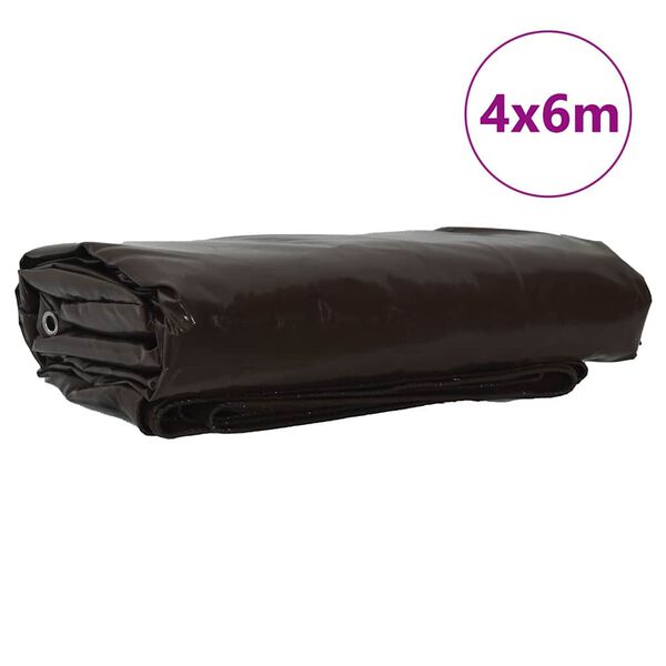 vidaXL Tarps 650g / m&sup2; Brūna 4 x 6 m Audekls ar PVC pārklājumu