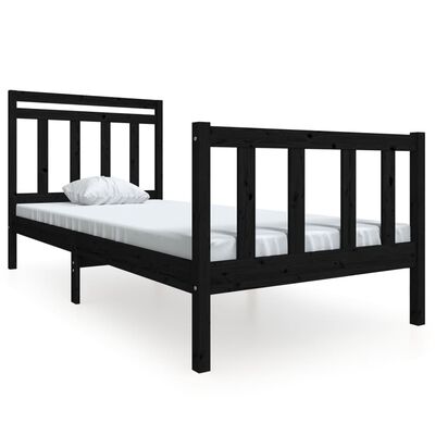 vidaXL gultas rāmis, melns, 90x190 cm, vienvietīgs, masīvkoks