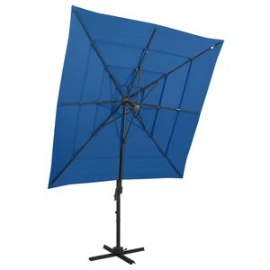 vidaXL 4-līmeņu saulessargs ar alumīnija kātu, 250x250 cm, debeszils