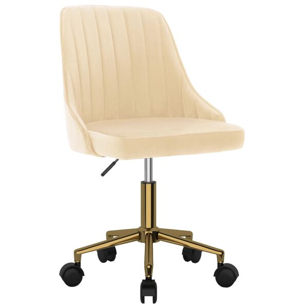 vidaXL grozāmi virtuves krēsli, 4 gab., krēmkrāsas samts