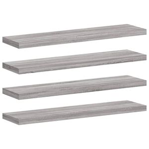 vidaXL sienas plaukti, 4 gab., pelēki, 40x10x1,5 cm, inženierijas koks