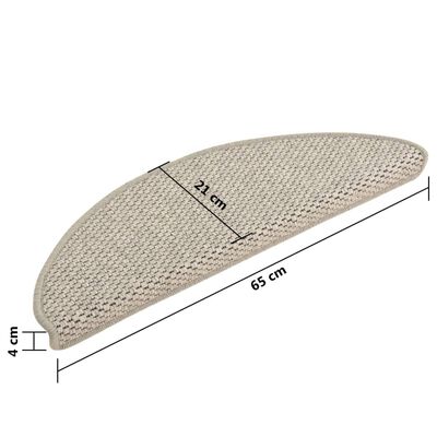 vidaXL kāpņu paklāji, 15 gab., pašlīmējoši, 65x21x4 cm, pelēkbrūni